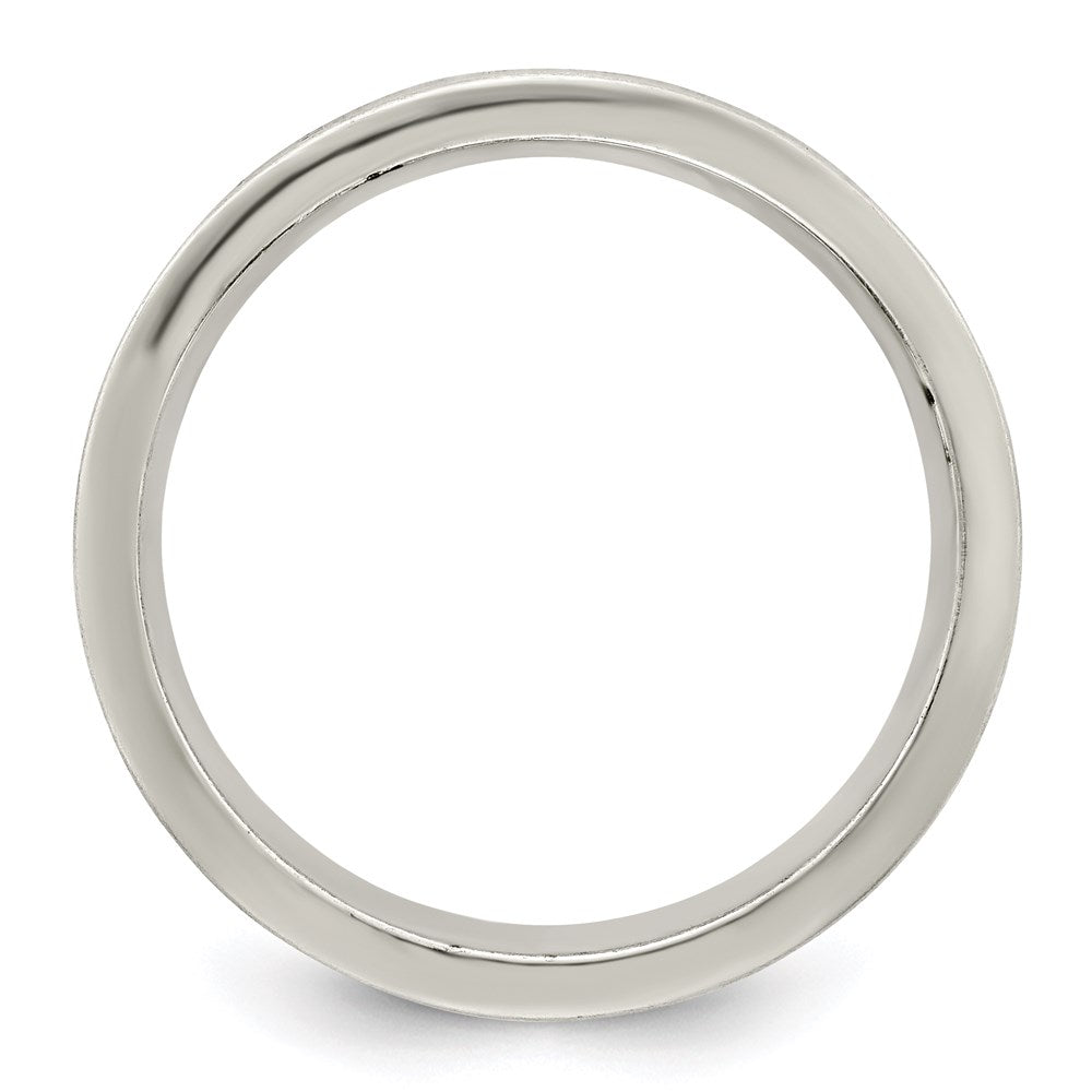 Sterling Silver 6mm Brushed Flat Grooved Center Fancy Band Size 13.5