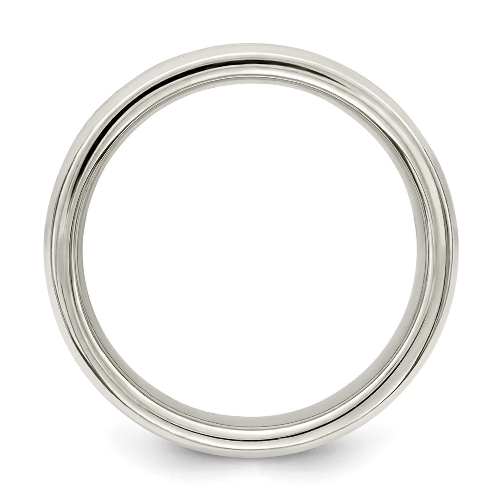 Sterling Silver 6mm Polished Flat Grooved Fancy Band Size 12.5