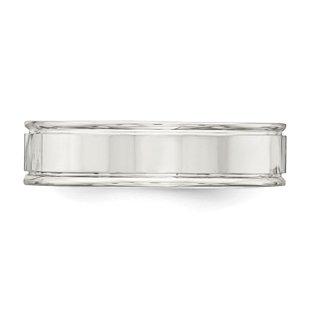 Sterling Silver 6mm Polished Flat Grooved Fancy Band Size 9.5