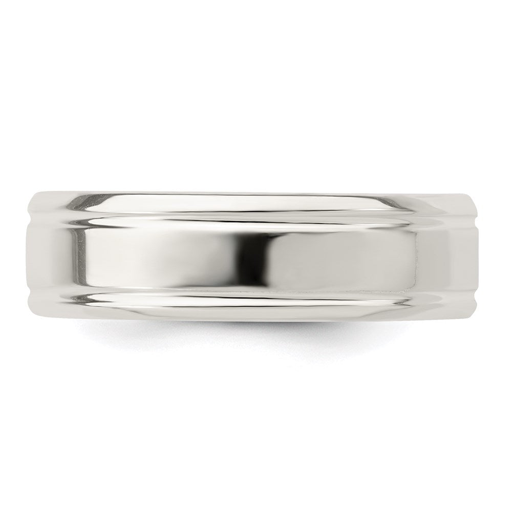 Sterling Silver 6mm Polished Flat Grooved Fancy Band Size 9