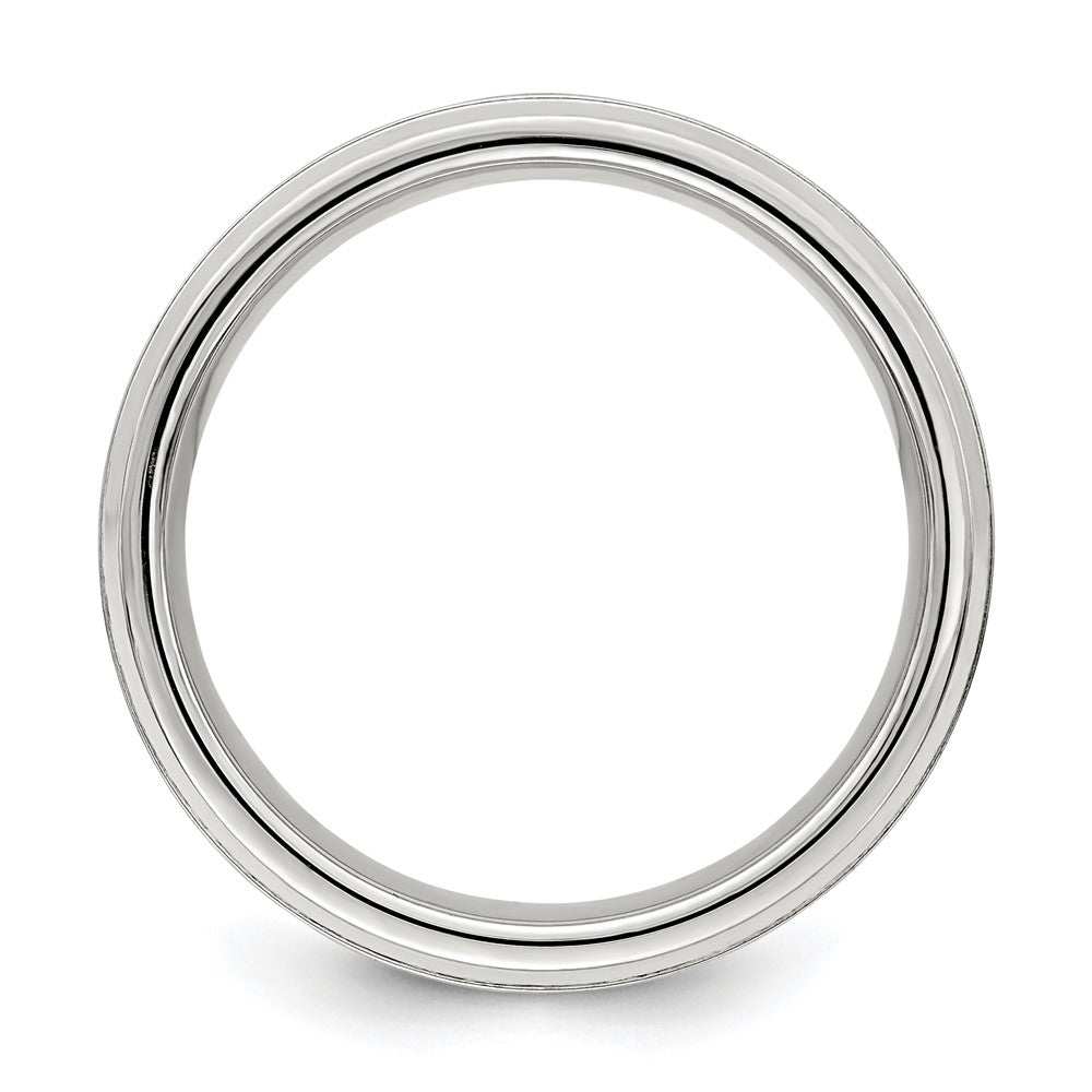 Sterling Silver 6mm Brushed Flat Grooved Fancy Band Size 13.5