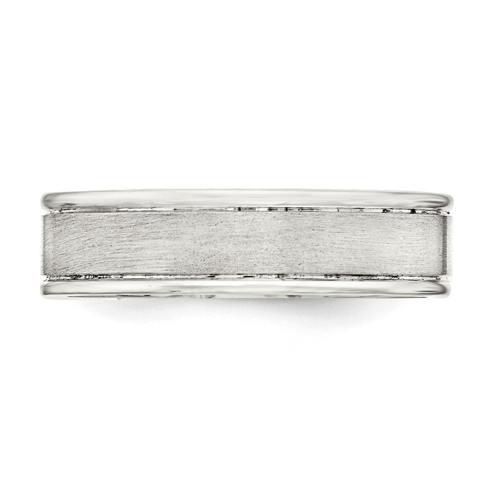 Sterling Silver 6mm Brushed Flat Grooved Fancy Band Size 9.5