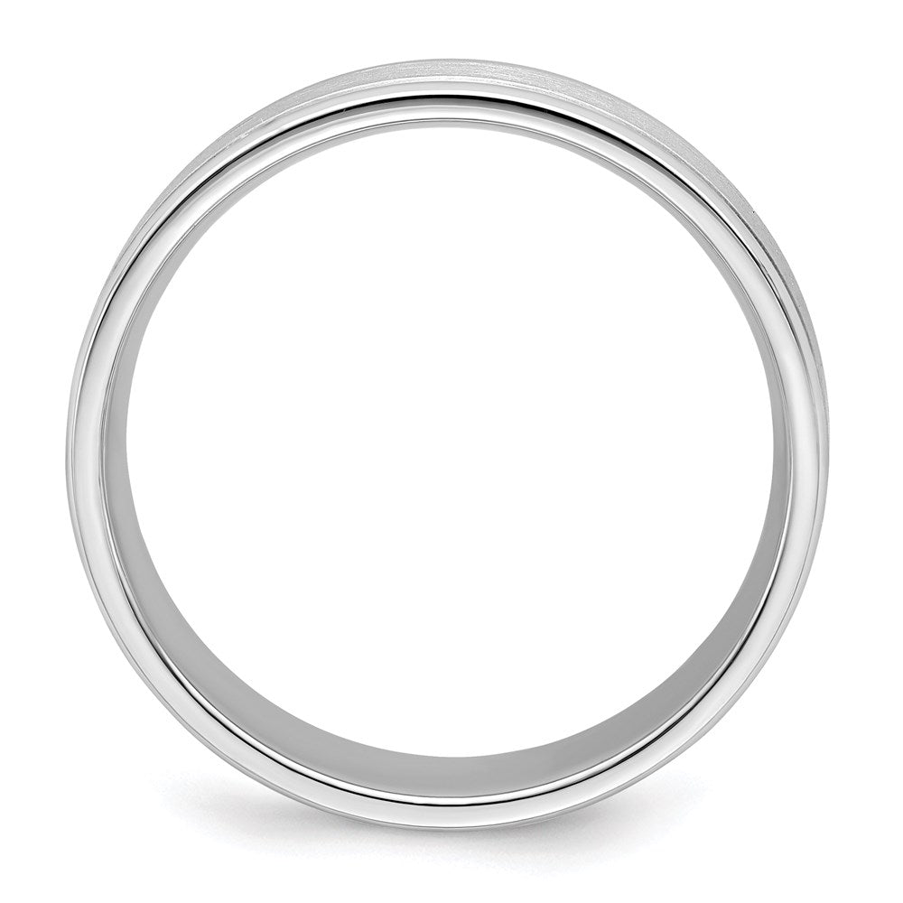 Sterling Silver Rhodium-plated 6mm Brushed Fancy Band Size 11