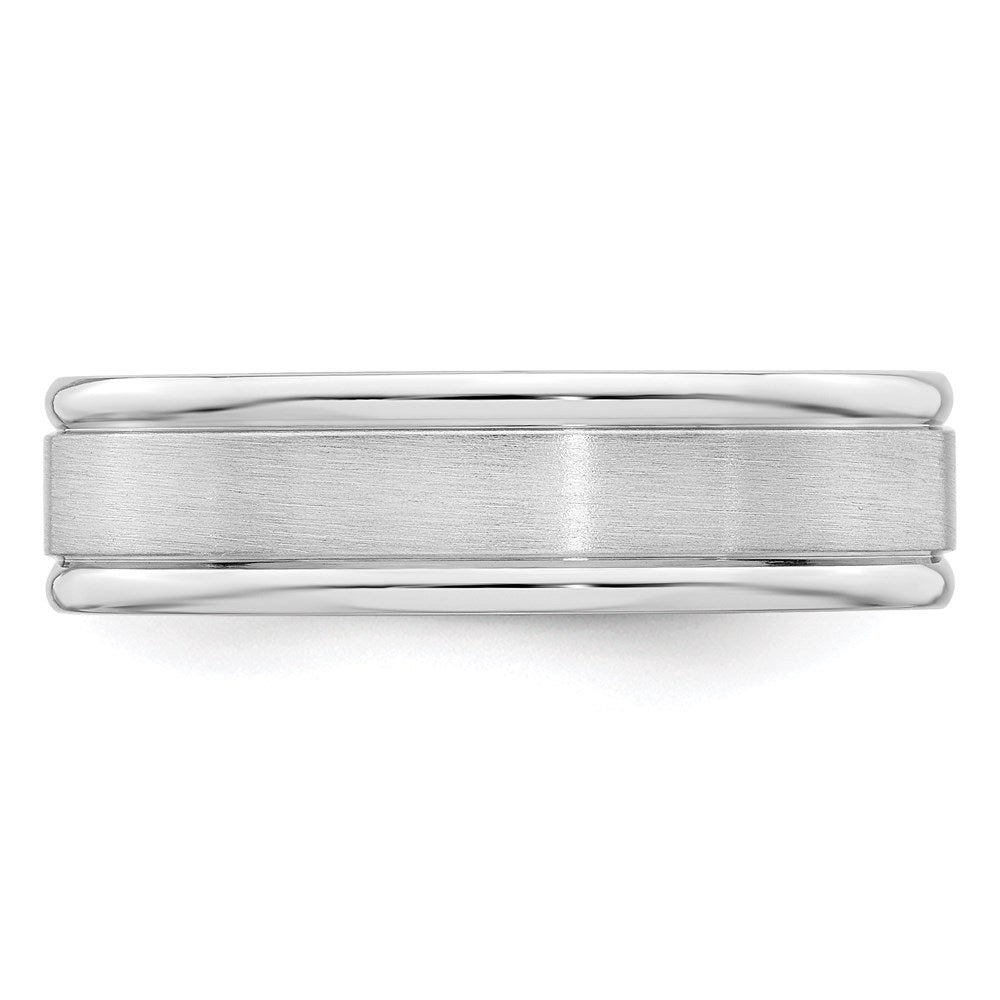 Sterling Silver Rhodium-plated 6mm Brushed Fancy Band Size 8.5