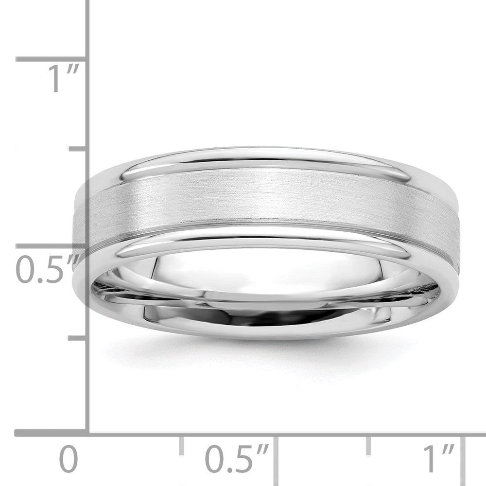 Sterling Silver Rhodium-plated 6mm Brushed Fancy Band Size 11.5