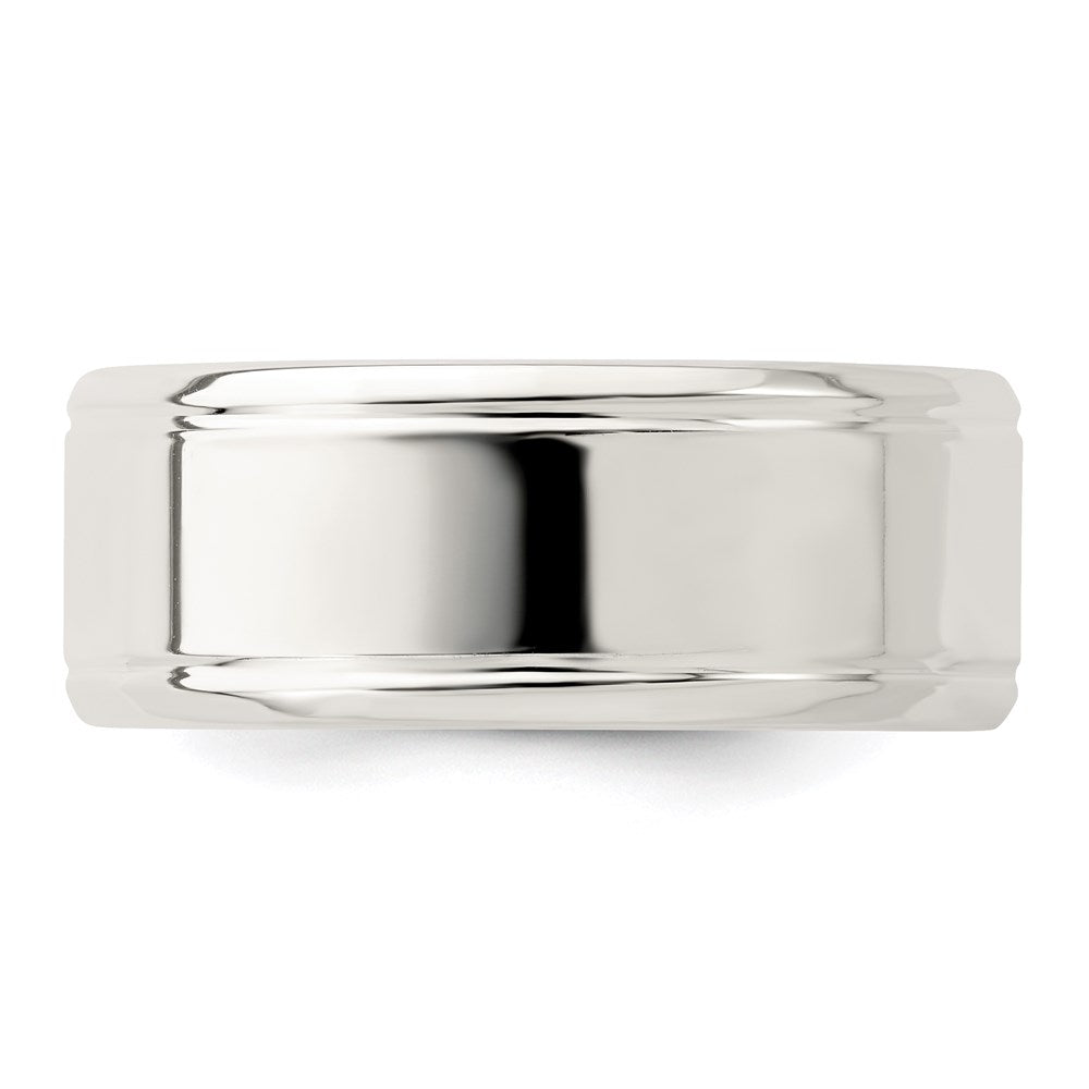 Sterling Silver 6mm Polished Flat Beveled Edge Fancy Band Size 7.5