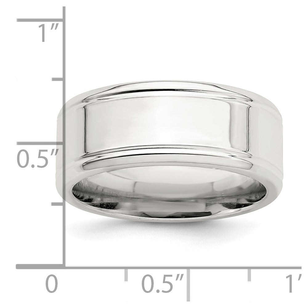 Sterling Silver 6mm Polished Flat Beveled Edge Fancy Band Size 8.5