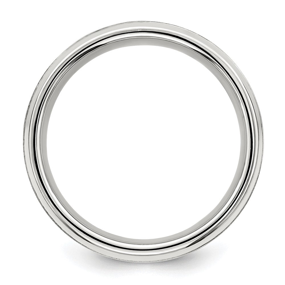 Sterling Silver 6mm Brushed Flat Beveled Edge Fancy Band Size 12
