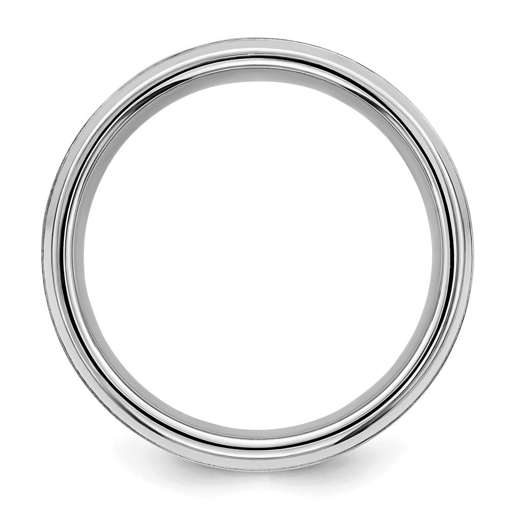 Sterling Silver Rhodium-plated 8mm Brushed Fancy Band Size 9.5