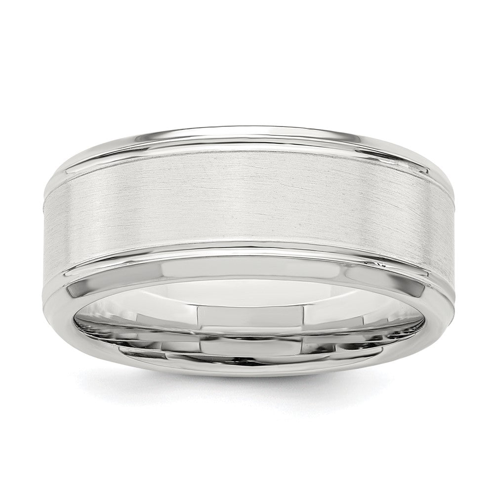 Sterling Silver 6mm Brushed Flat Beveled Edge Fancy Band Size 8