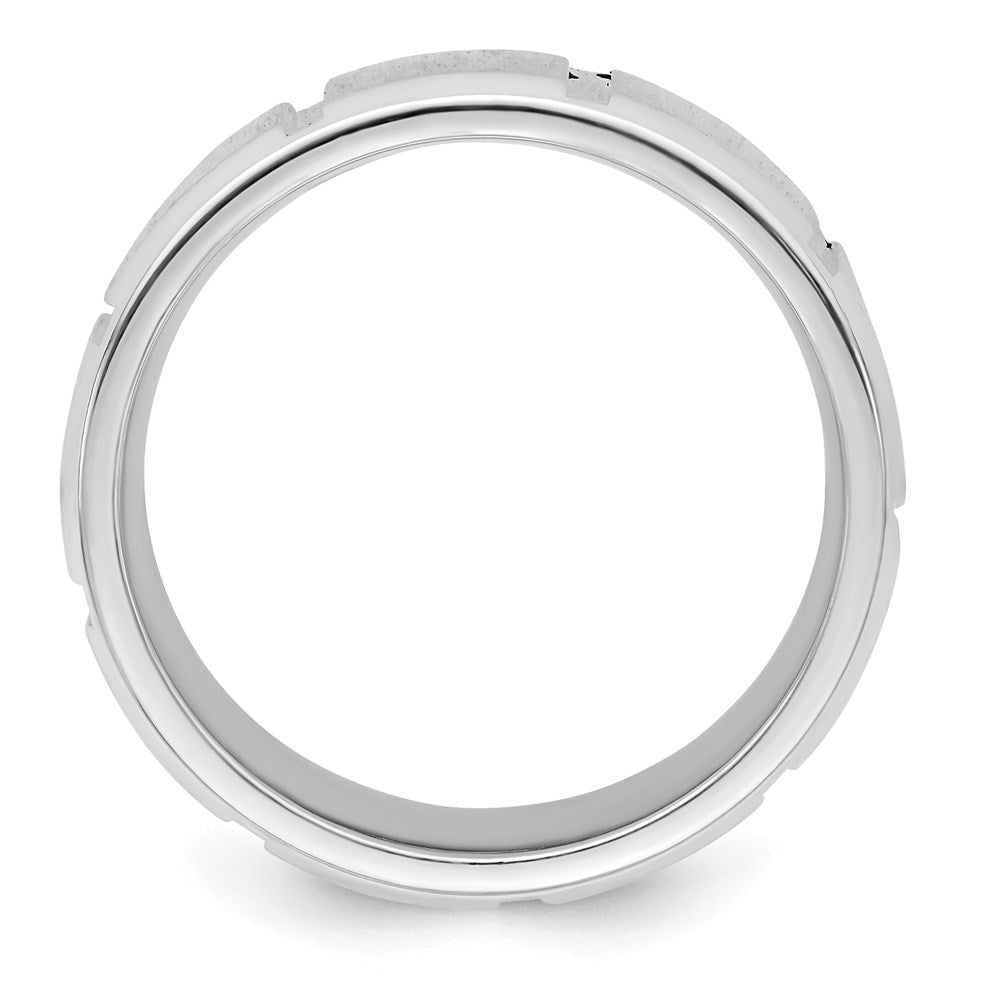 Sterling Silver 8mm Polished Flat Notched Beveled Edge Fancy Band Size 7.5