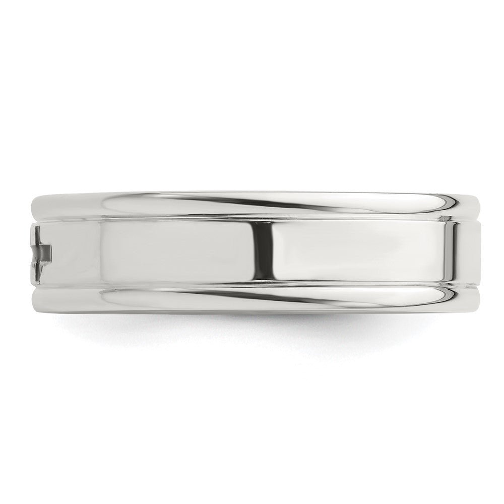 Sterling Silver Rhodium-plated 6mm Enamel Fancy Band Size 11.5
