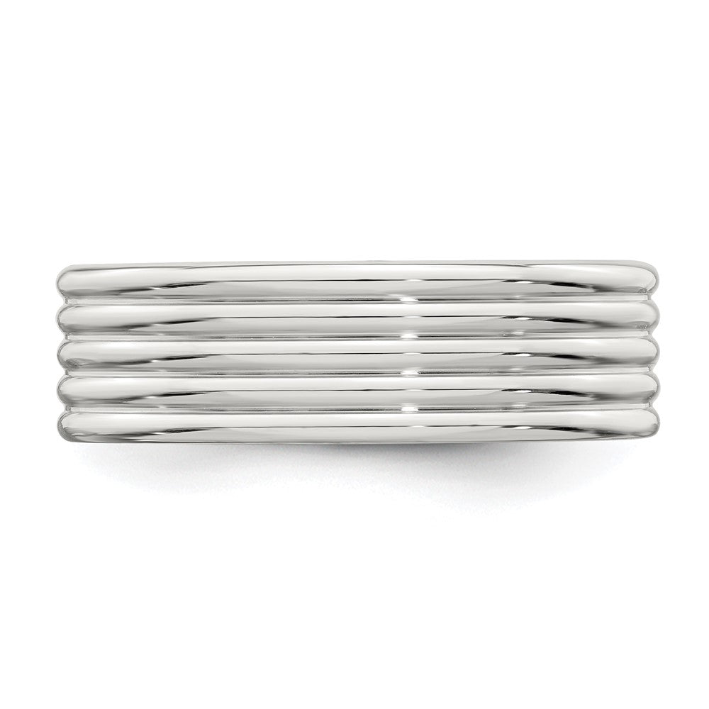 Sterling Silver 7mm Polished 5-Row Fancy Band Size 11.5