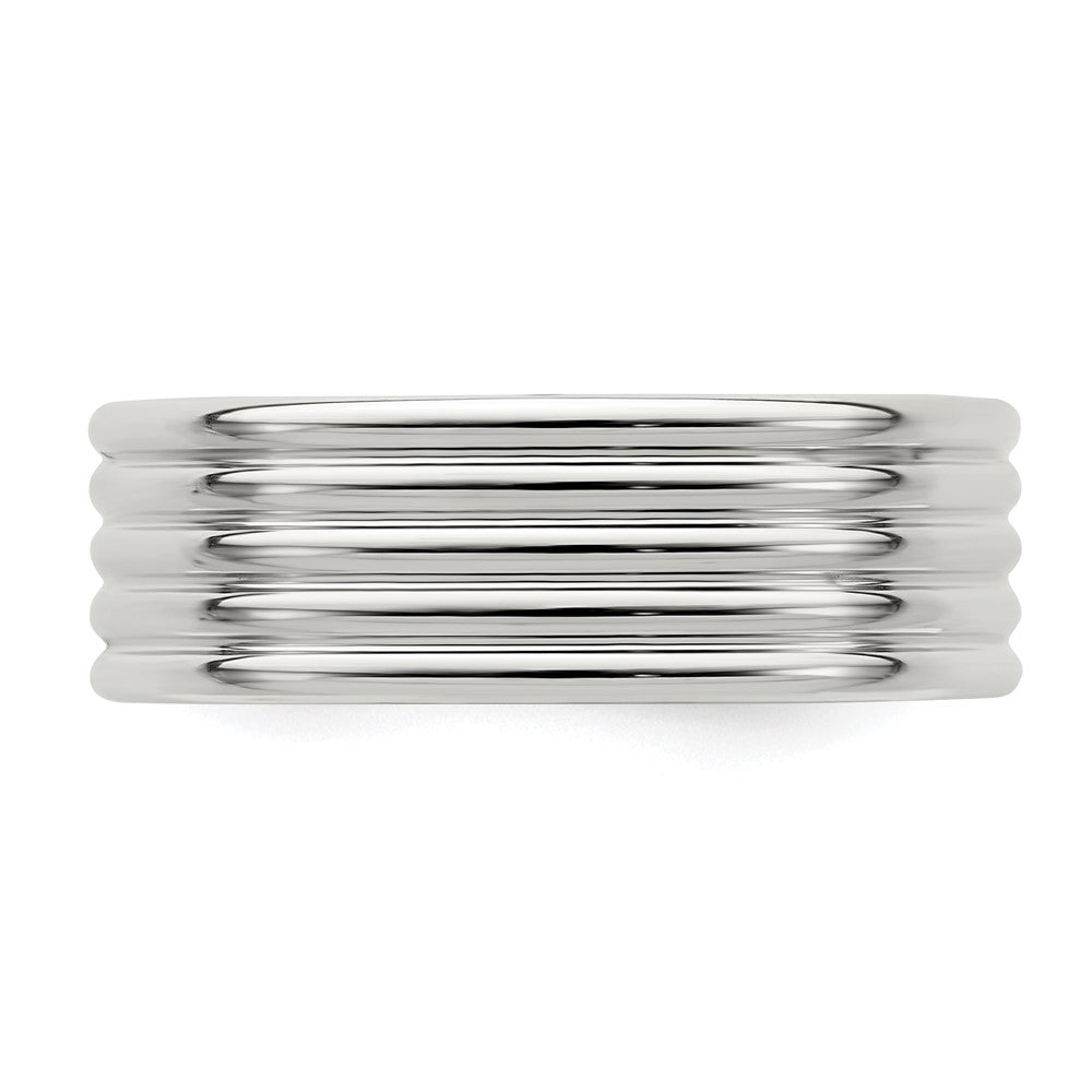 Sterling Silver 7mm Polished 5-Row Fancy Band Size 8.5