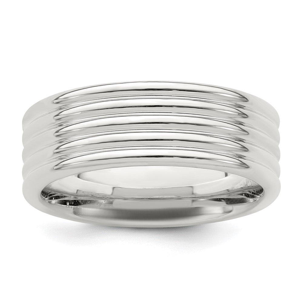 Sterling Silver 7mm Polished 5-Row Fancy Band Size 11.5