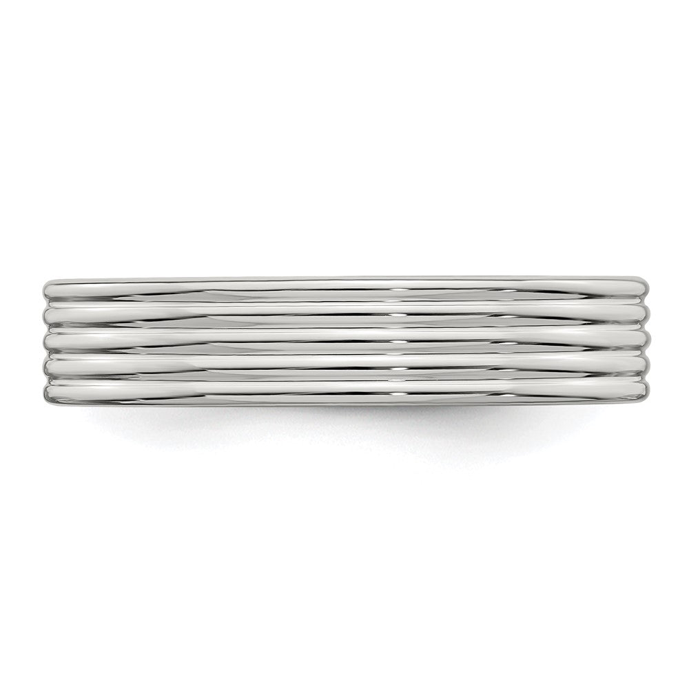 Sterling Silver 5mm Polished 5-Row Fancy Band Size 12