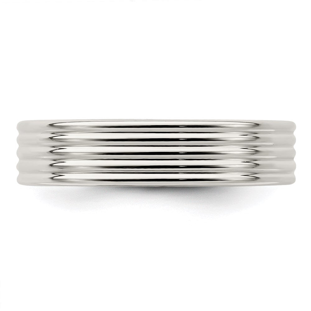 Sterling Silver 5mm Polished 5-Row Fancy Band Size 12