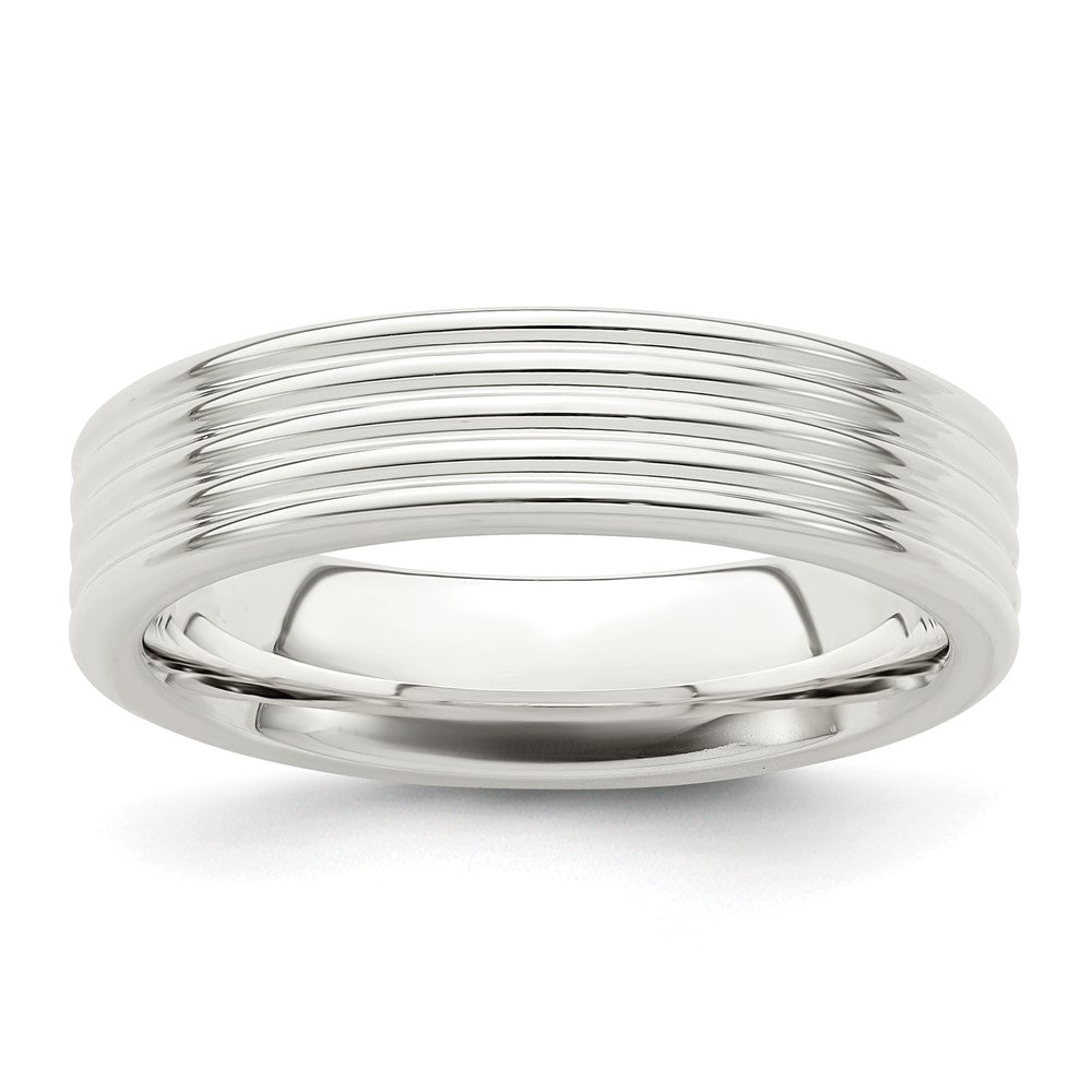 Sterling Silver 5mm Polished 5-Row Fancy Band Size 12.5