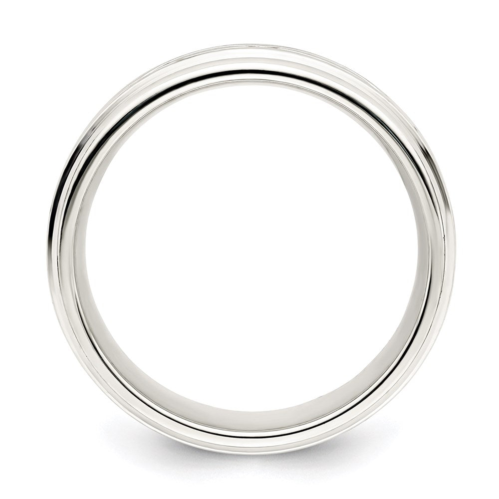 Sterling Silver 7mm Polished Flat Intertwined Design Beveled Edge Fancy Band Size 7