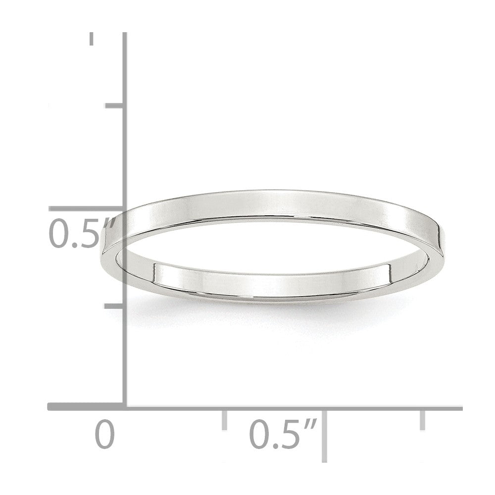 Sterling Silver 2mm Lightweight Flat Size 7.5 Band
