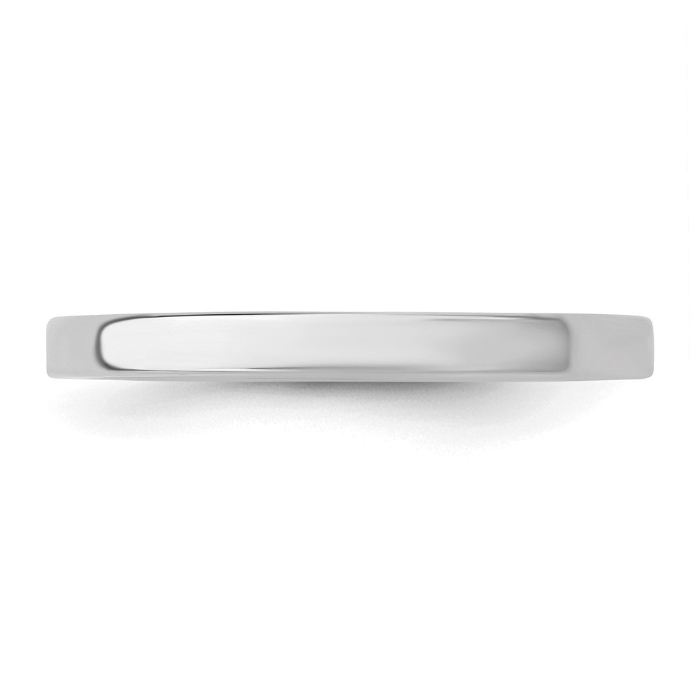 Sterling Silver Rhodium-plated 2mm Flat Size 7.5 Band