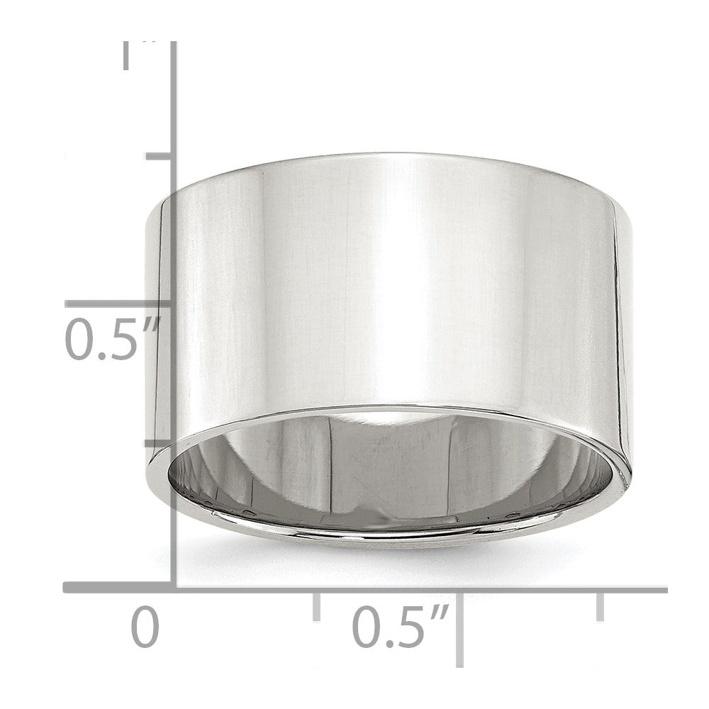 Sterling Silver 12mm Lightweight Flat Size 13.5 Band