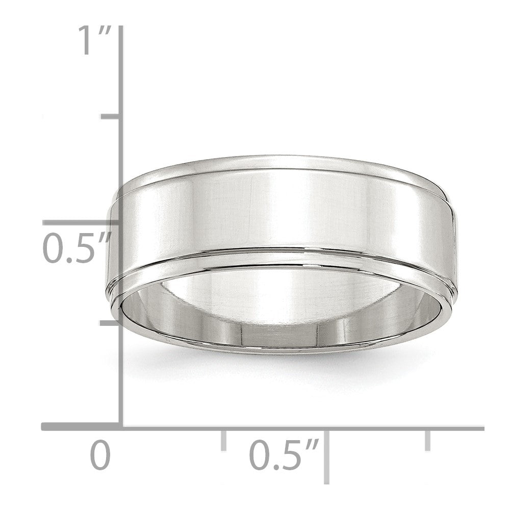 Sterling Silver 7mm Flat with Step Edge Size 7.5 Band