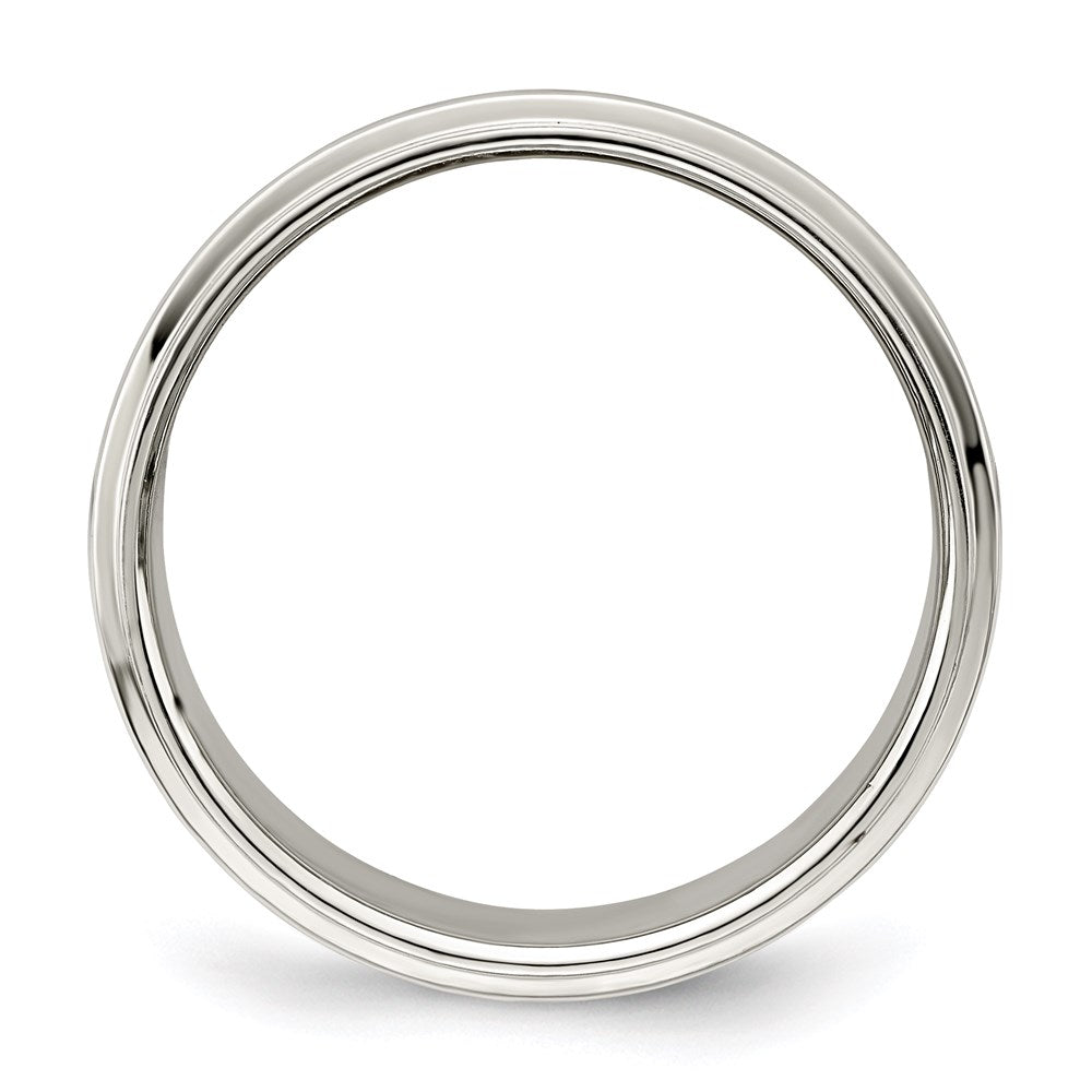 Sterling Silver 8mm Flat with Step Edge Size 6.5 Band
