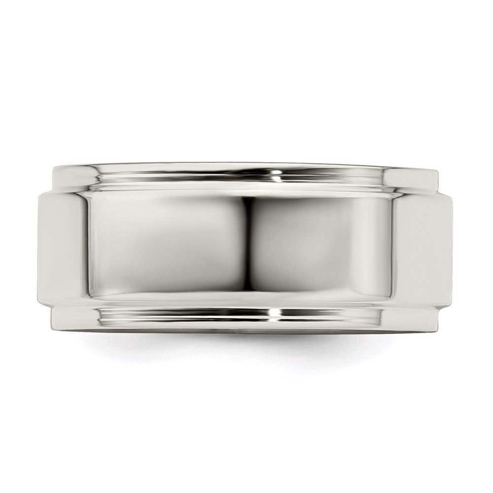 Sterling Silver 8mm Flat with Step Edge Size 10.5 Band