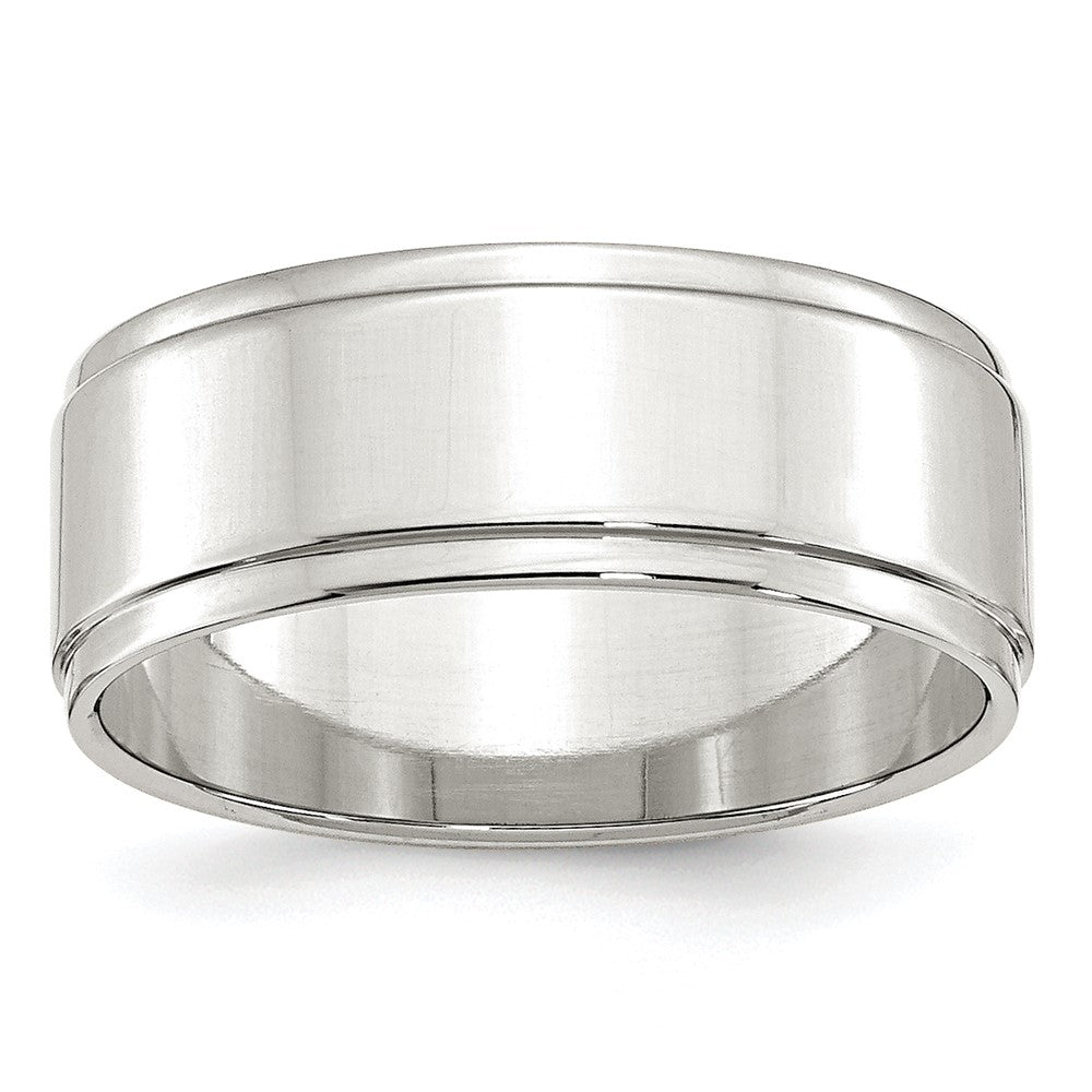 Sterling Silver 8mm Flat with Step Edge Size 7.5 Band