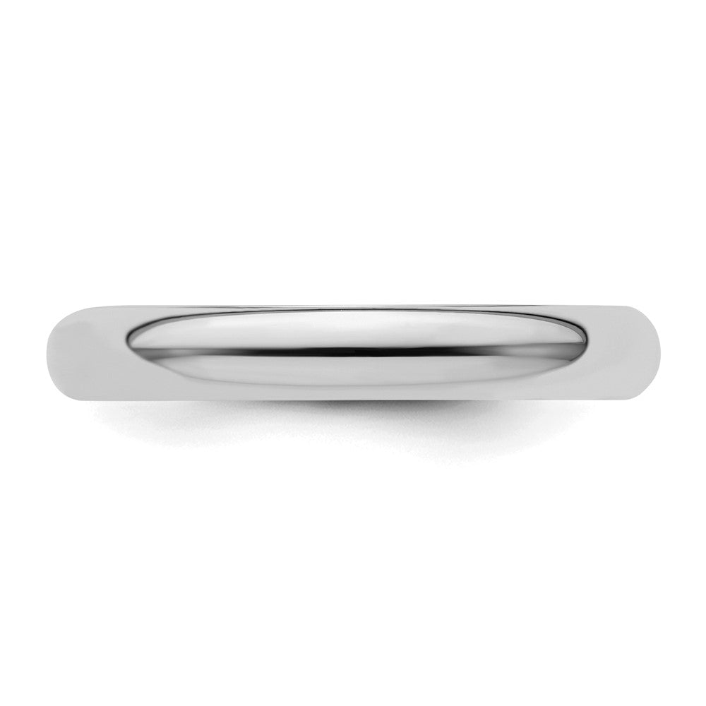 Sterling Silver Rhodium-plated 3mm Half-Round Size 7.5 Band