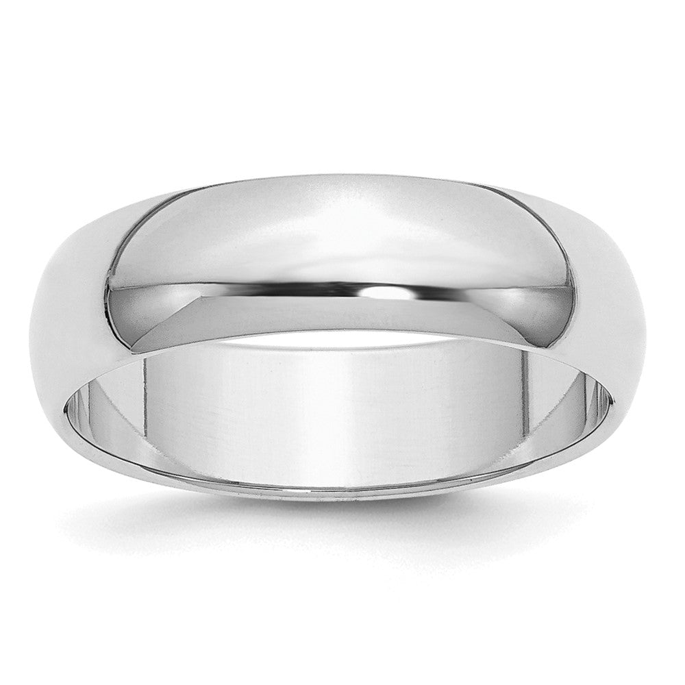Sterling Silver Rhodium-plated 6mm Half Round Size 13 Band