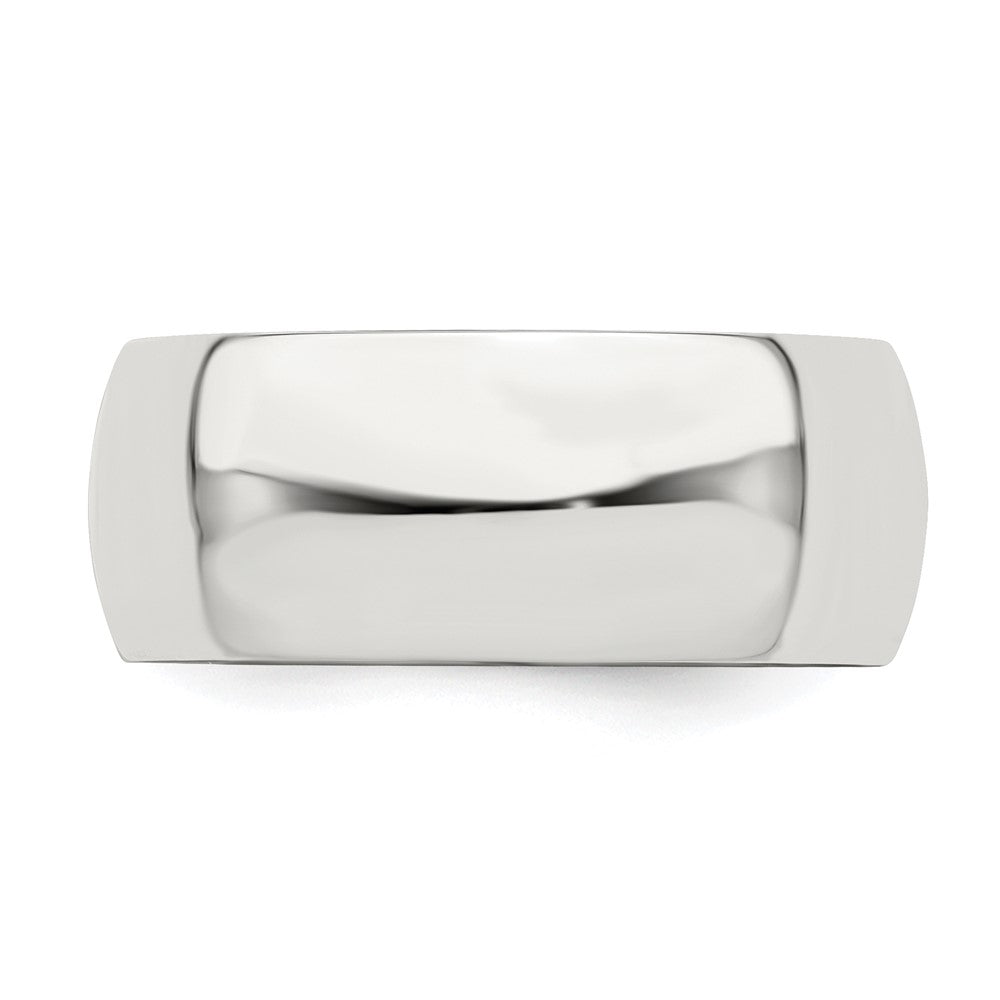 Sterling Silver Rhodium-plated 8mm Half-Round Band