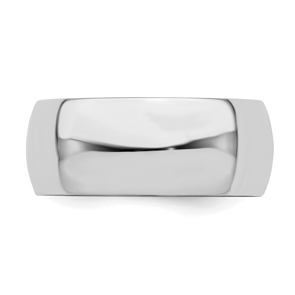 Sterling Silver Rhodium-plated 8mm Half Round Size 13.5 Band