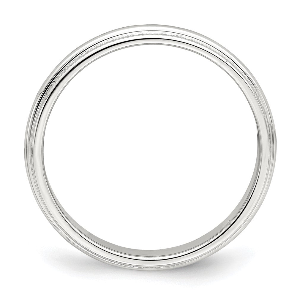 Sterling Silver Rhodium-plated 3mm Half Round Milgrain Size 7.5 Band