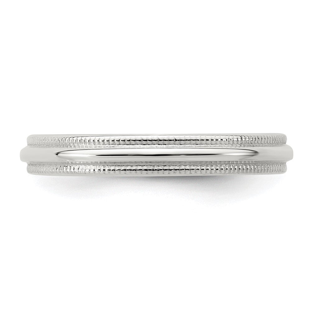 Sterling Silver Rhodium-plated 3mm Half Round Milgrain Size 7.5 Band