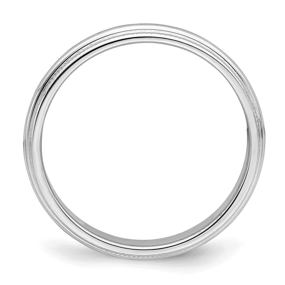 Sterling Silver Rhodium-plated 3mm Half Round Milgrain Size 12 Band