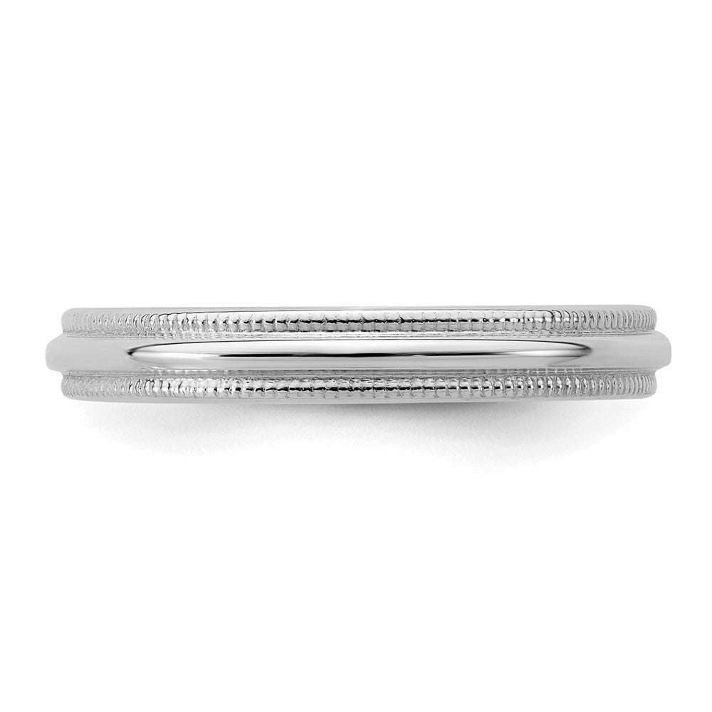 Sterling Silver Rhodium-plated 3mm Half Round Milgrain Size 9.5 Band
