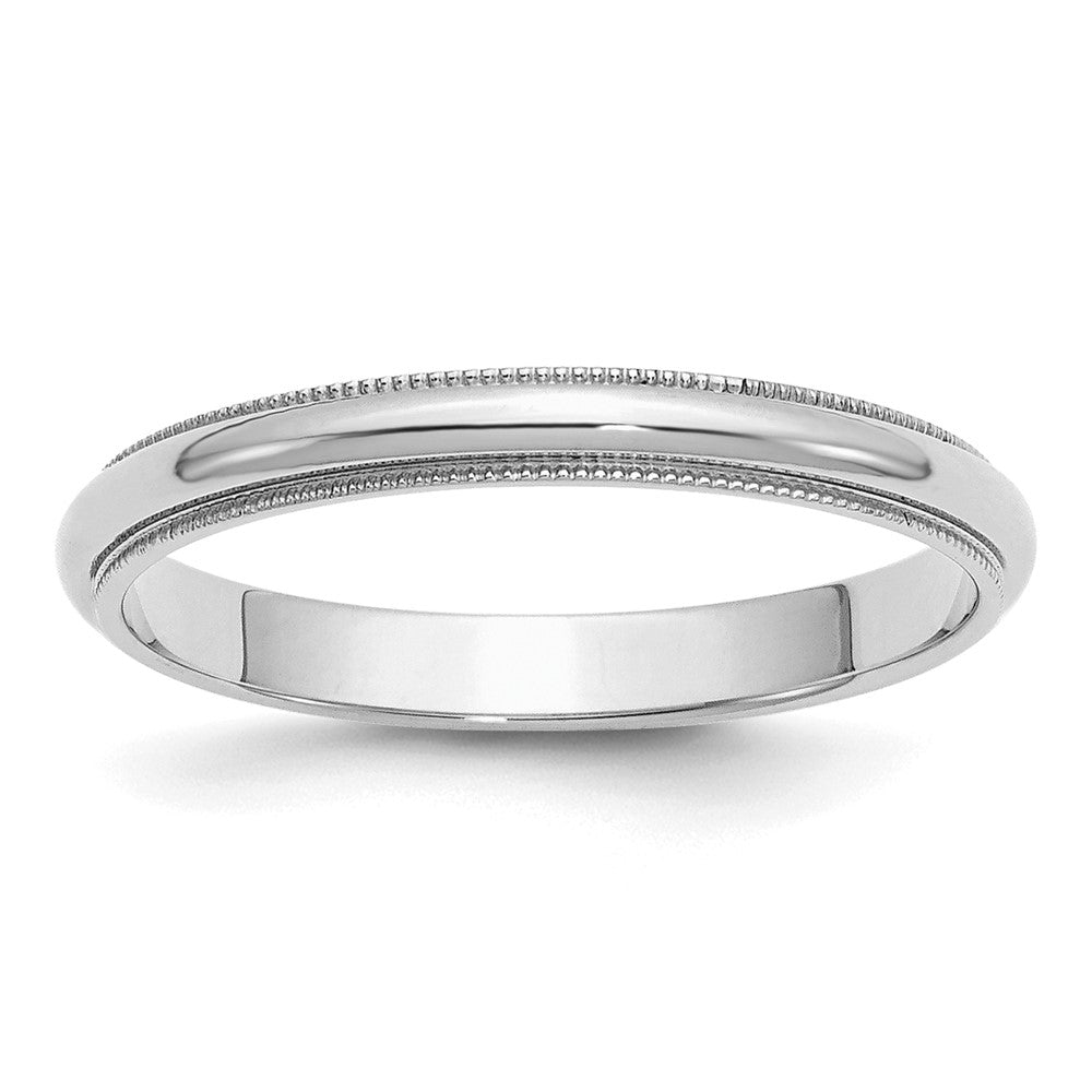 Sterling Silver Rhodium-plated 3mm Half Round Milgrain Size 6.5 Band