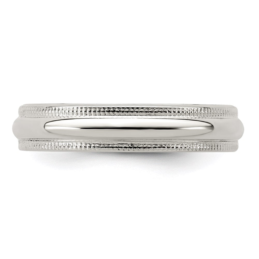 Sterling Silver 4mm Half Round Milgrain Size 4.5 Band