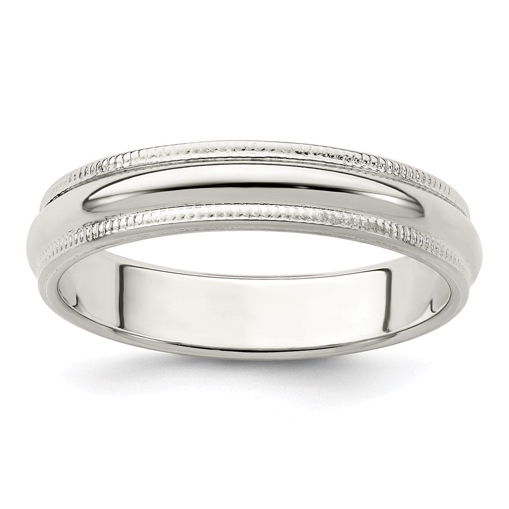 Sterling Silver 4mm Half Round Milgrain Size 13.5 Band