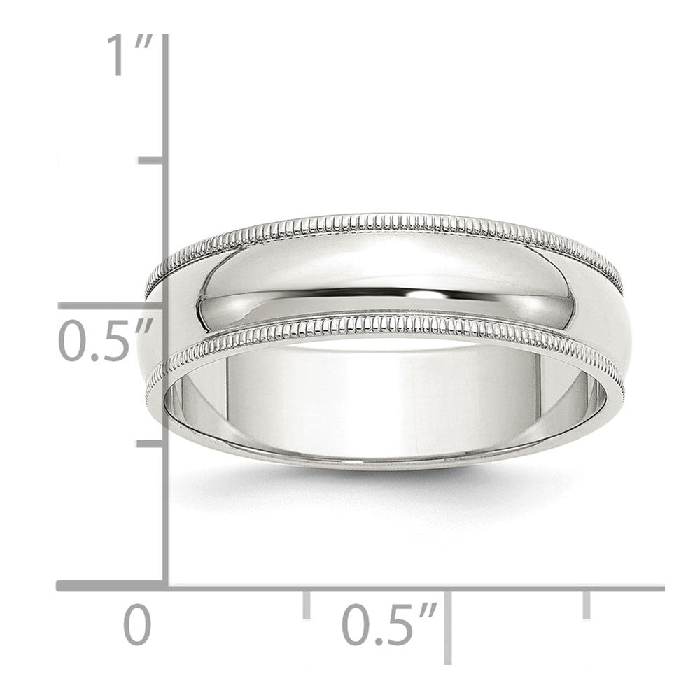 Sterling Silver 6mm Half Round Milgrain Size 7 Band