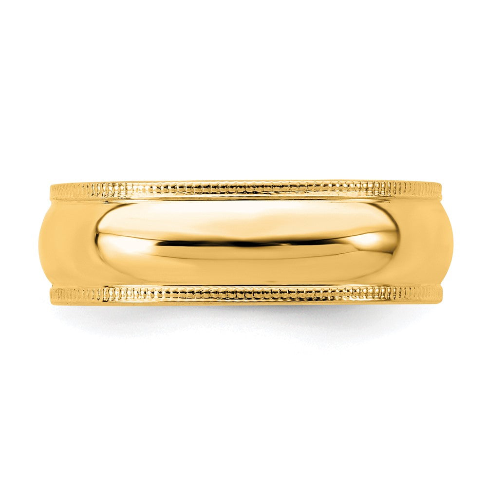 Sterling Silver Gold-plated 6mm Half Round Milgrain Size 6 Band