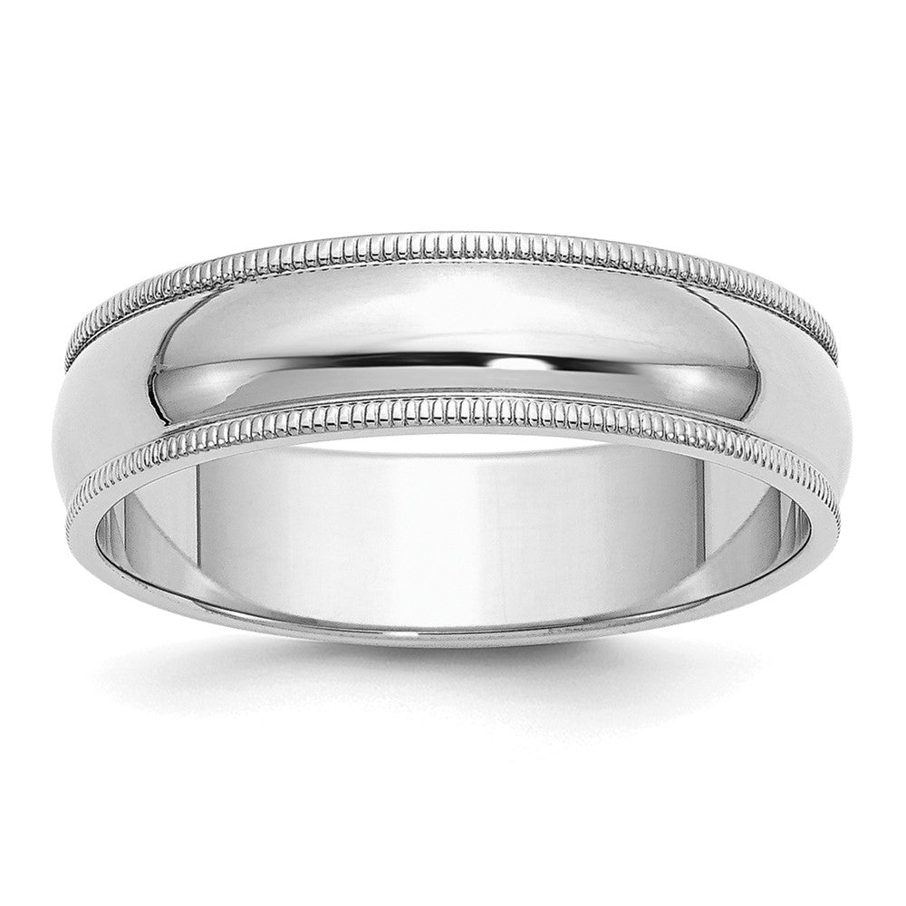 Sterling Silver Rhodium-plated 6mm Half Round Milgrain Band