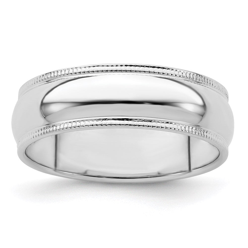 Sterling Silver 6mm Half Round Milgrain Size 7 Band