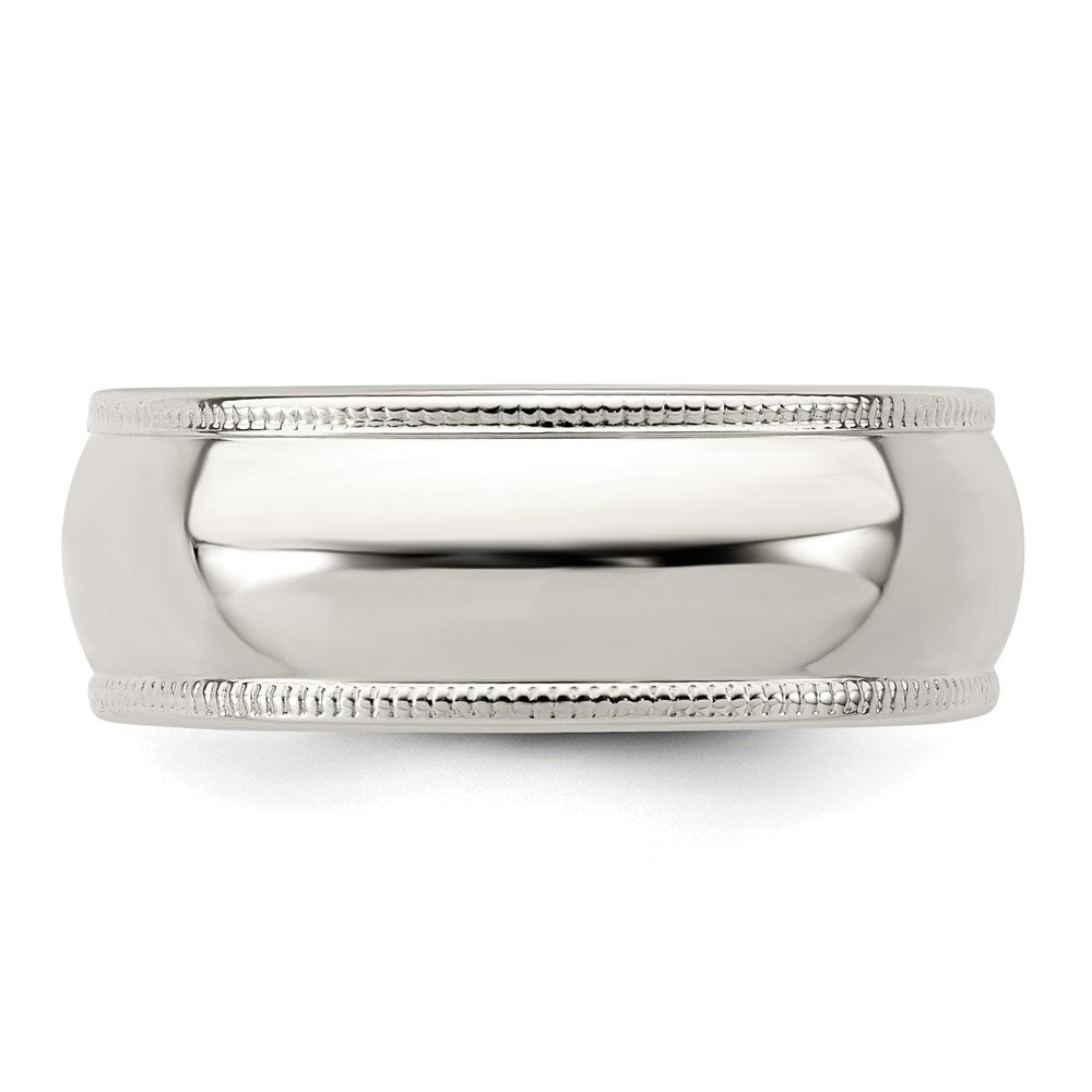 Sterling Silver 7mm Half Round Milgrain Size 12.5 Band