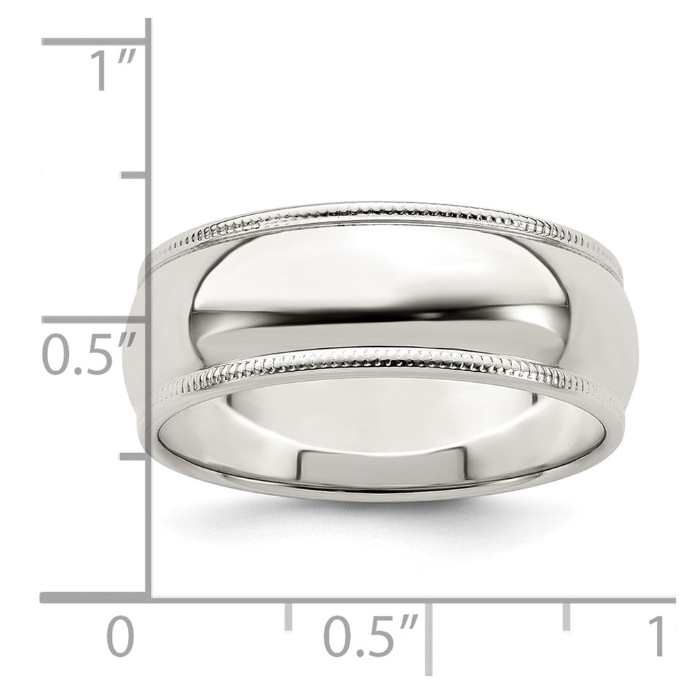 Sterling Silver 7mm Half Round Milgrain Size 4 Band