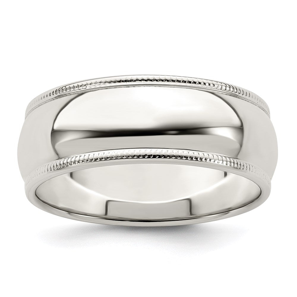 Sterling Silver 7mm Half Round Milgrain Size 11.5 Band