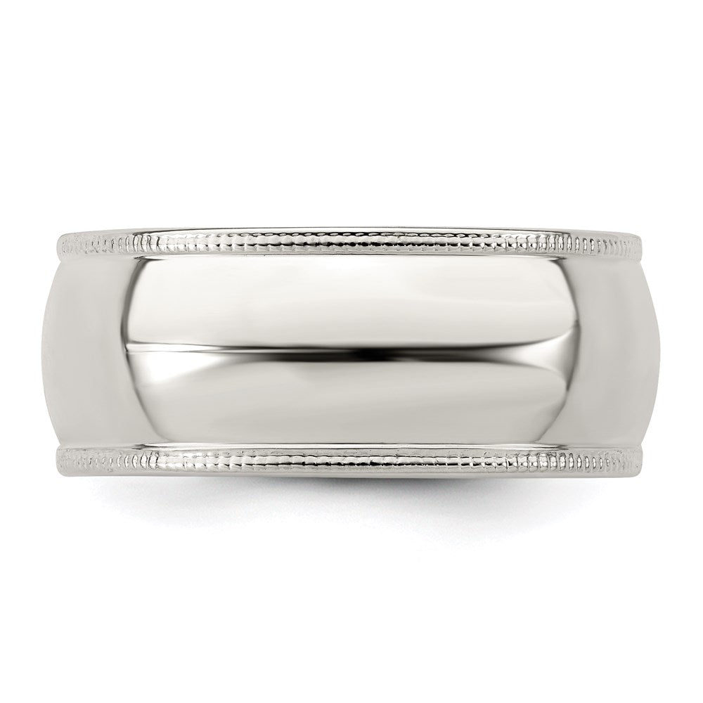 Sterling Silver 8mm Half Round Milgrain Size 12.5 Band