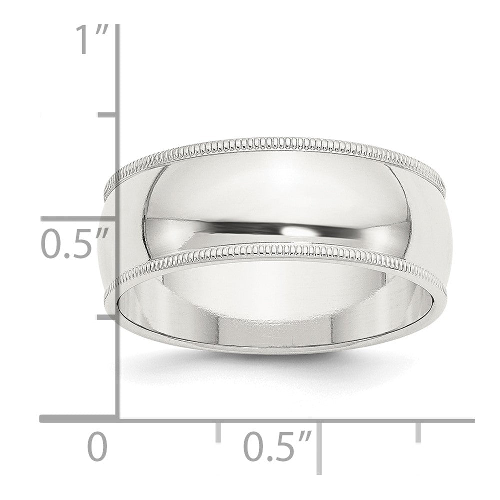 Sterling Silver 8mm Half Round Milgrain Size 4.5 Band